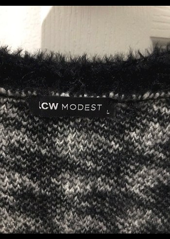 Uzun Kollu Salaş Kazayağı Desenli Kadın Hırka - Görsel 3