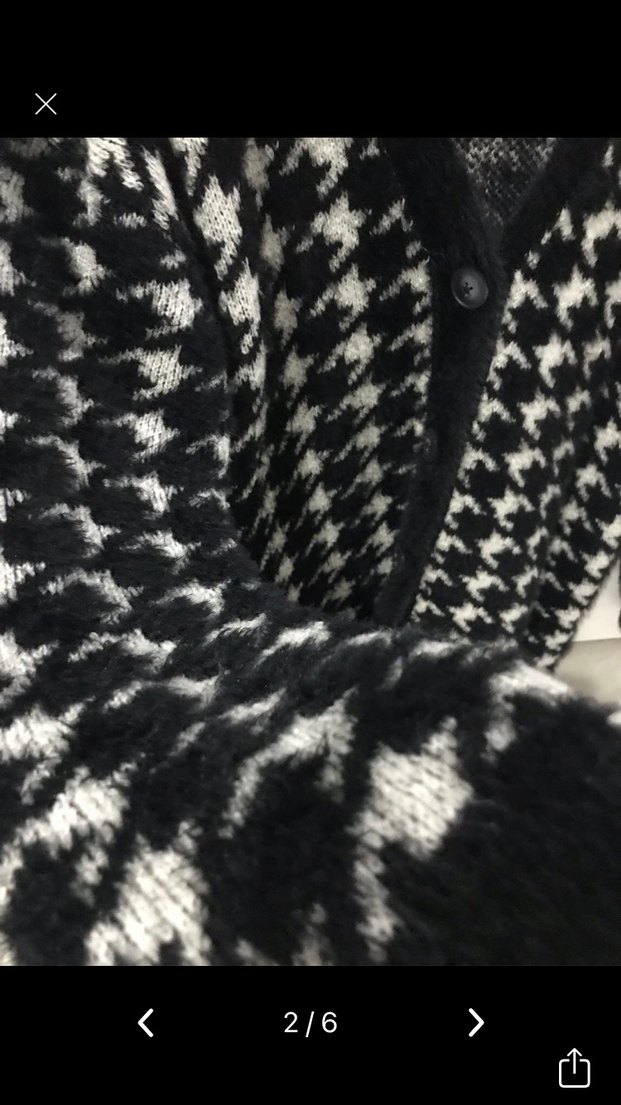 Uzun Kollu Salaş Kazayağı Desenli Kadın Hırka - Görsel 2