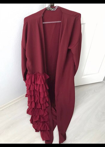 Bordo Uzun Kollu Fırfırlı Bohem Takım - Görsel 3