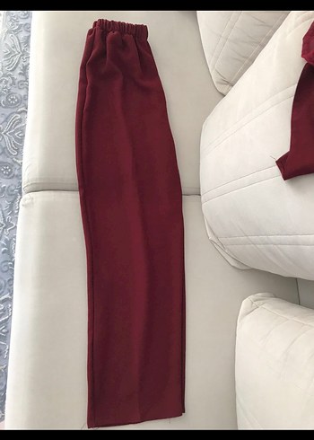 Bordo Uzun Kollu Fırfırlı Bohem Takım - Görsel 4