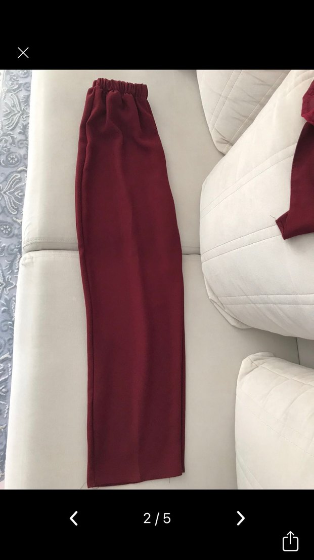 Bordo Uzun Kollu Fırfırlı Bohem Takım - Görsel 4