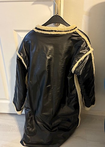 Siyah Uzun Deri Kürklü Kadın Ceket - Görsel 5