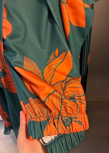 Kadın Çok Renkli Pileli Uzun Takım - Görsel 3