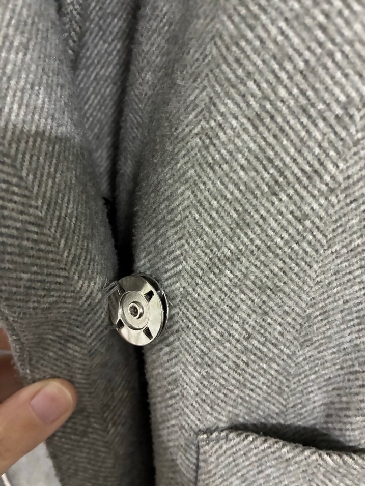 Gri Kadın Kaban Büyük Yaka Cepli - Görsel 4