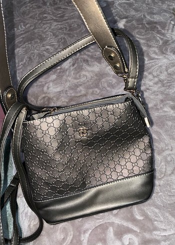 Gri Deri Yılan Desenli Kadın Çanta - Görsel 4