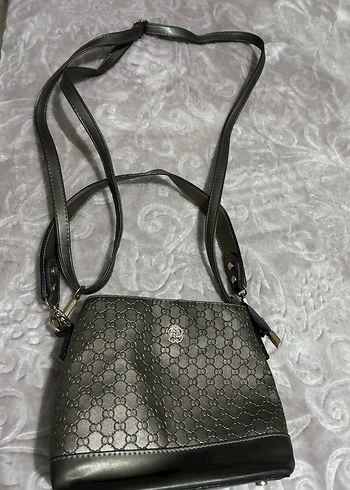 Gri Deri Yılan Desenli Kadın Çanta - Görsel 2