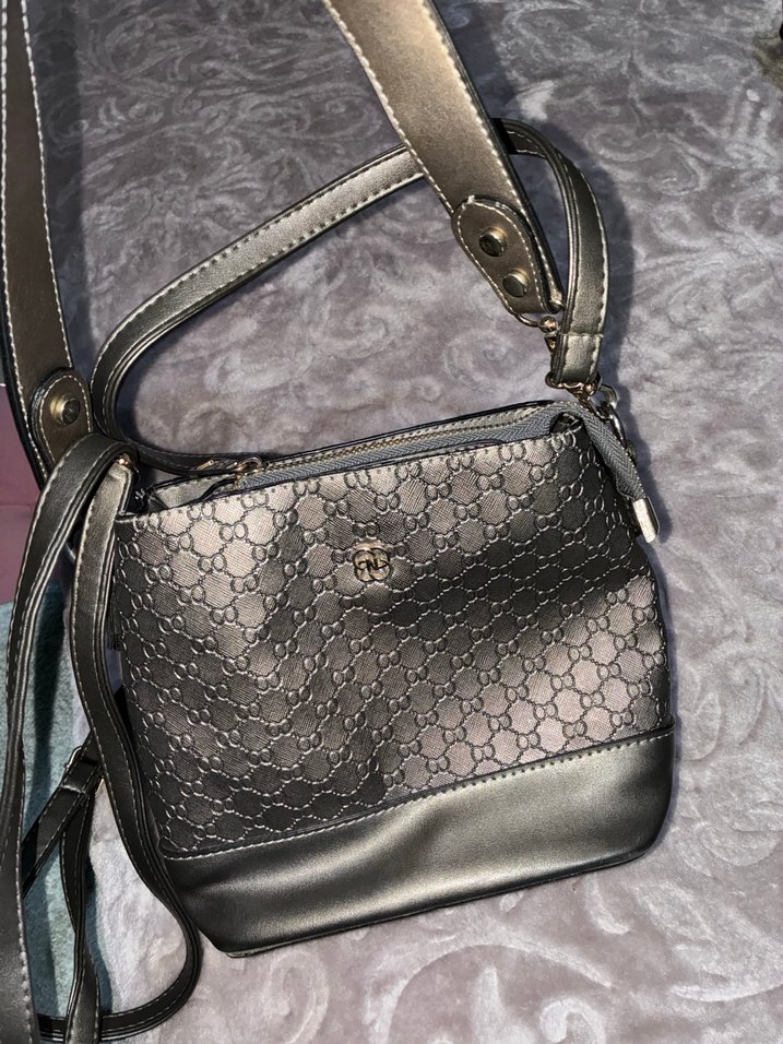 Gri Deri Yılan Desenli Kadın Çanta - Görsel 4