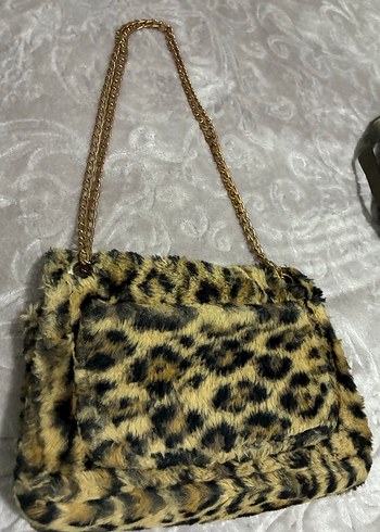 Kahverengi Leopar Desenli Kürklü Kadın Çanta - Görsel 3