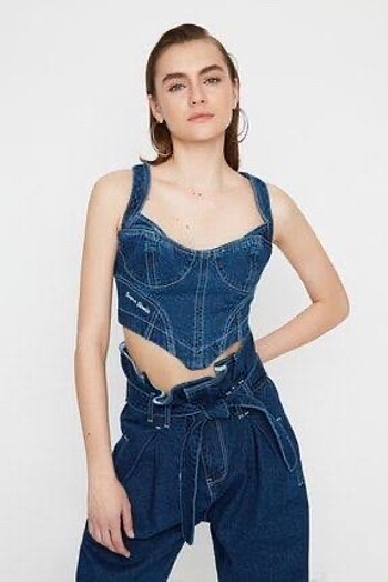 Denim büstiyer
