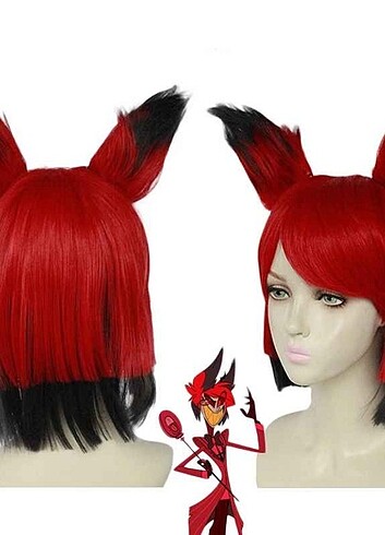 Anime Cosplay Hazbin Hotel Alastor Peruk