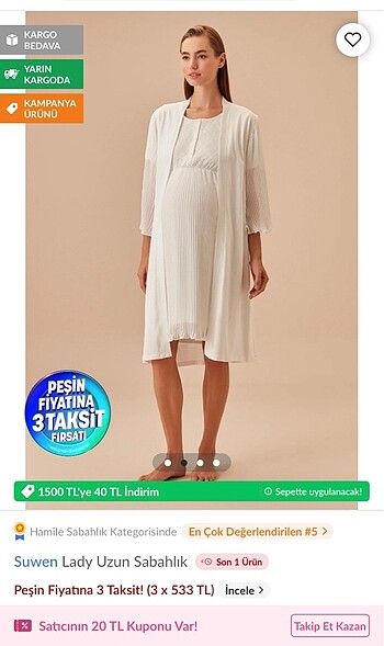 Suwen hamile&lohusa pijama tak+sabahlık - Görsel 11