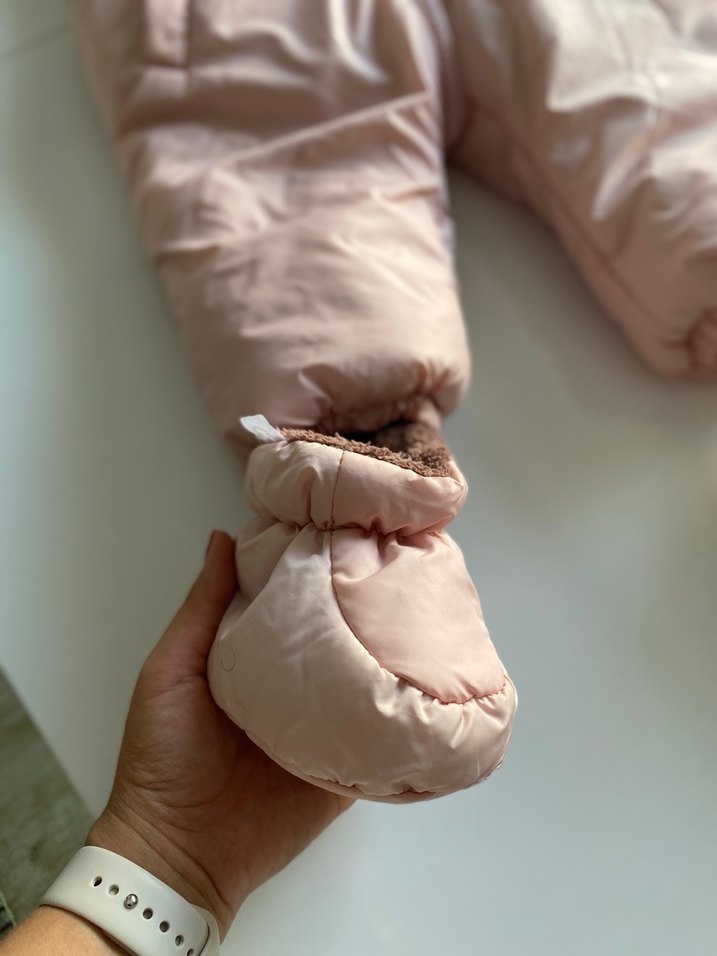 Kürklü Kapüşonlu Pembe Bebek Tulumu - Görsel 2