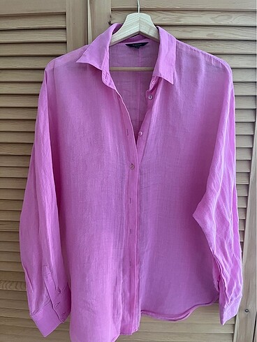 Massimo Dutti Pembe Keten Gömlek