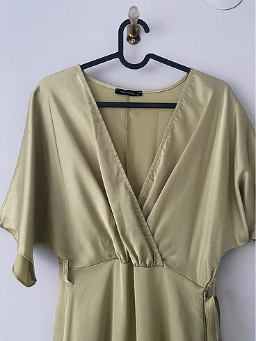 Mint kruvaze yaka elbise - Görsel 5