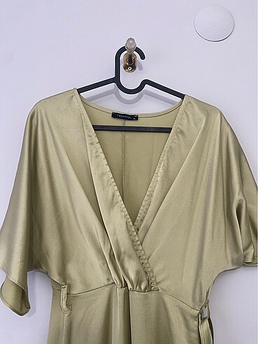 Mint kruvaze yaka elbise - Görsel 6