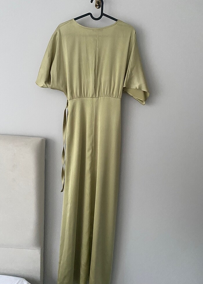 Mint kruvaze yaka elbise - Görsel 3