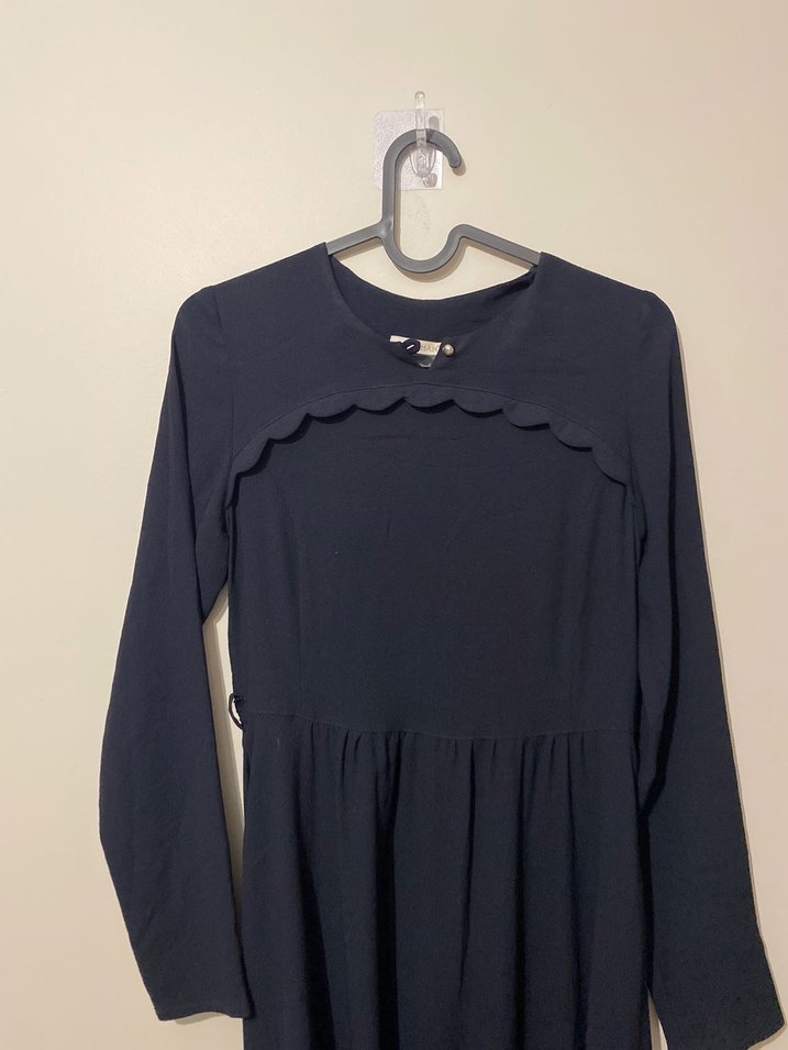 Uzun Kollu Siyah  Kadın Elbise - Görsel 2