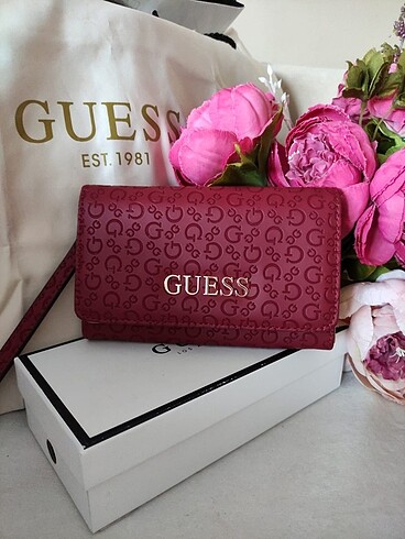  Beden bordo Renk Orjinal Guess Çok Şık Yeni Cüzdan