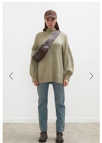 Yeşil Kadın Yün Kazak - Manuka - Görsel 3