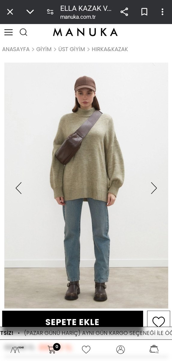 Yeşil Kadın Yün Kazak - Manuka - Görsel 3