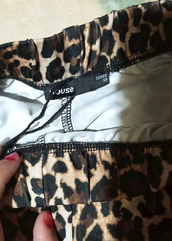 Leopar Desenli Kadın Kumaş Pantolon - Görsel 3