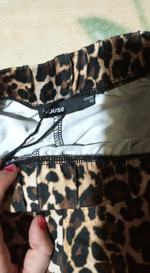 Leopar Desenli Kadın Kumaş Pantolon - Görsel 3