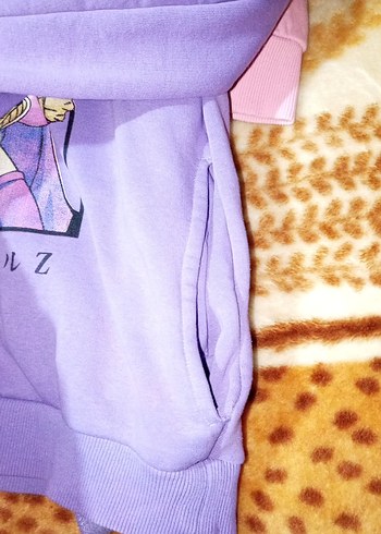 Mor Baskılı Yaka Fermuarlı Sweatshirt - Görsel 3