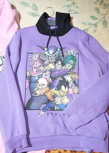 Mor Baskılı Yaka Fermuarlı Sweatshirt - Görsel 2