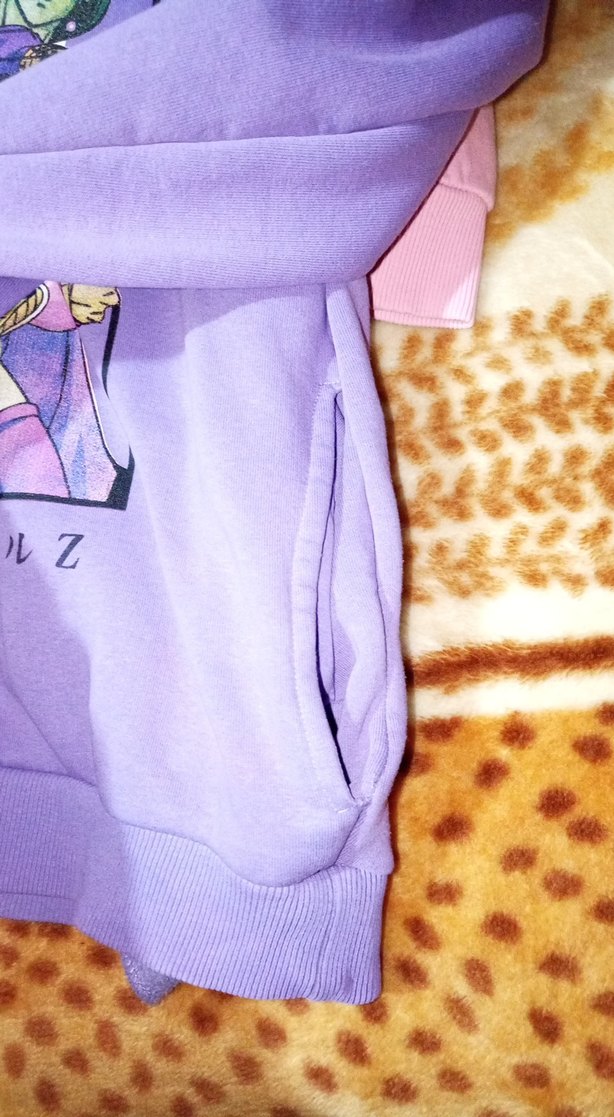 Mor Baskılı Yaka Fermuarlı Sweatshirt - Görsel 3