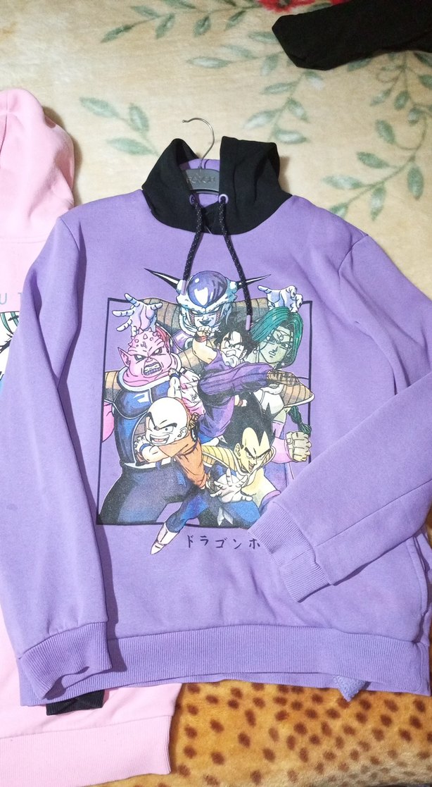 Mor Baskılı Yaka Fermuarlı Sweatshirt - Görsel 2