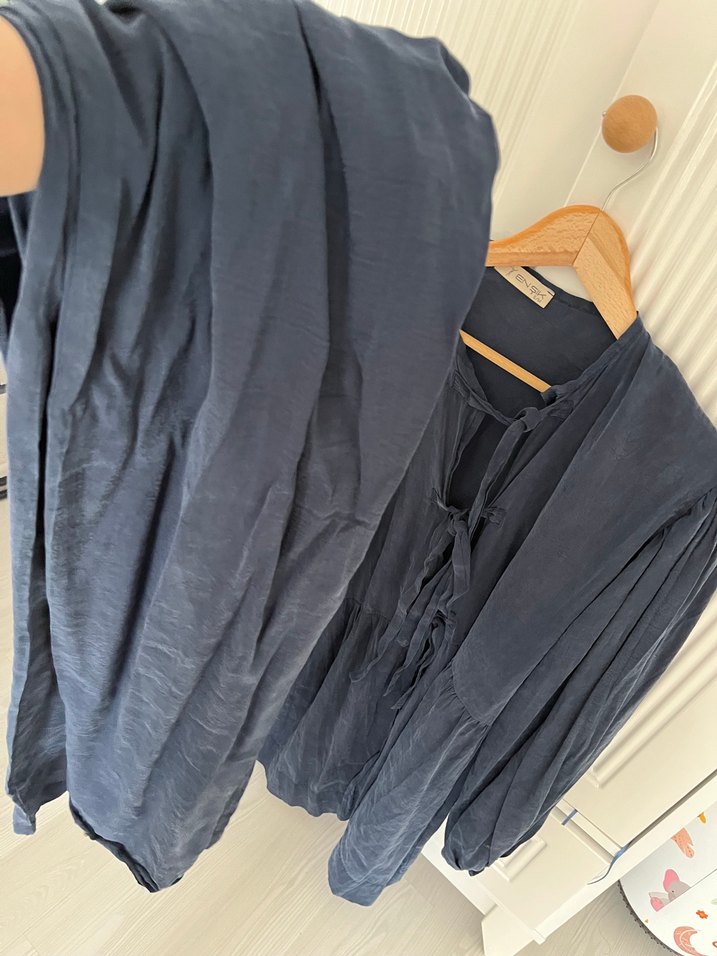 Lacivert Keten Salaş Bluz takım - Görsel 2