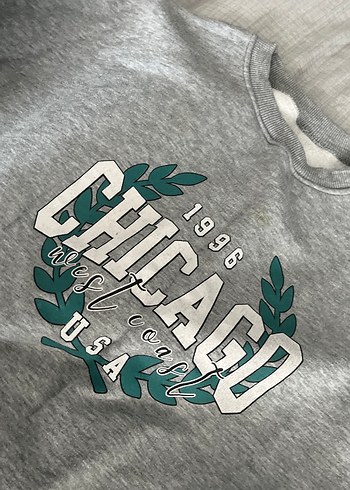 Gri Baskılı Kadın Sweatshirt - Görsel 2