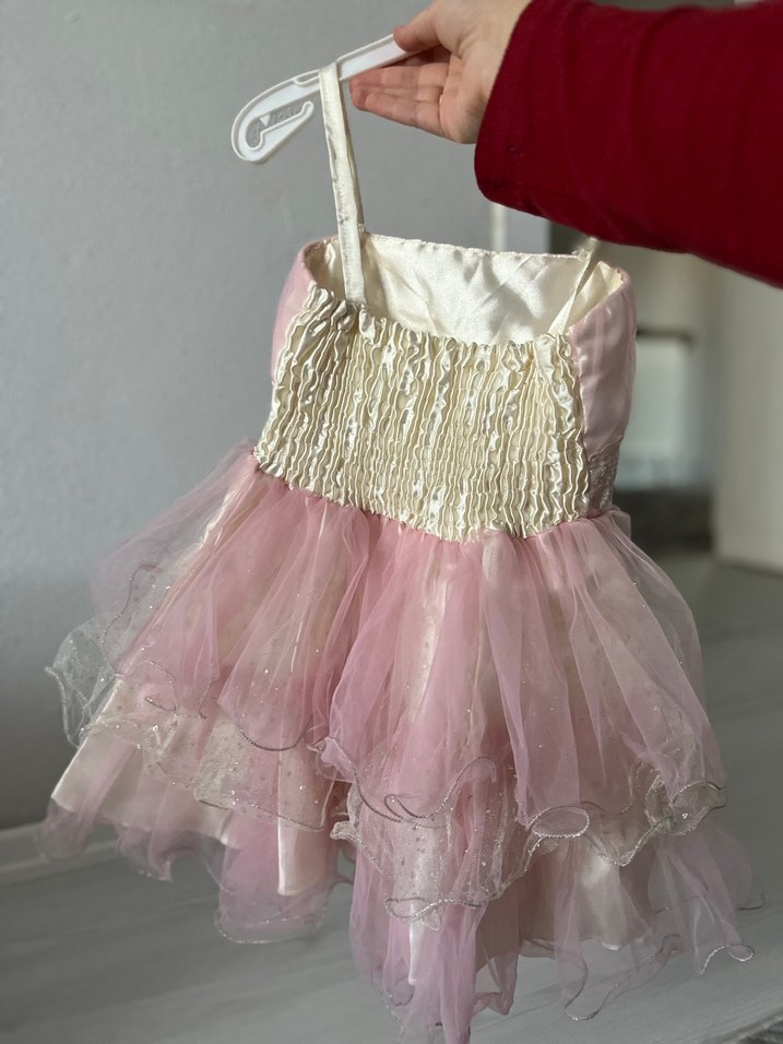 Pembe Nakışlı Straplez Kız Elbisesi - Görsel 2