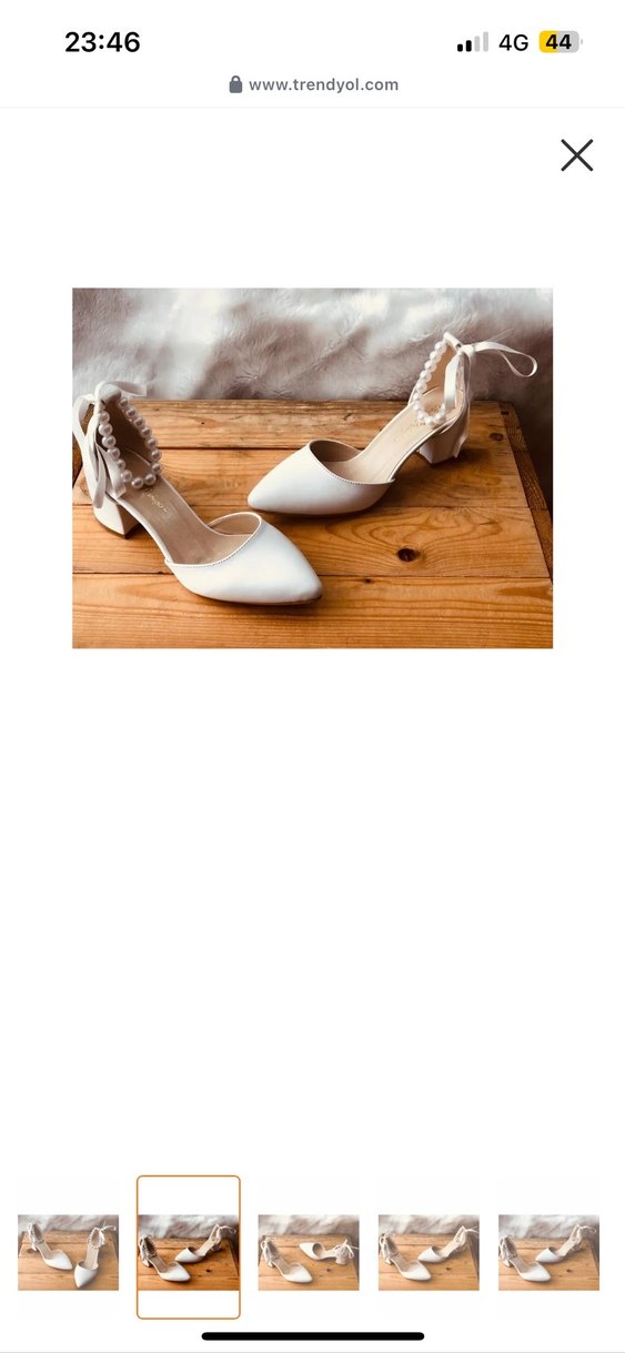 Dantel Detaylı Beyaz Stiletto Gelin Ayakkabısı - Görsel 2