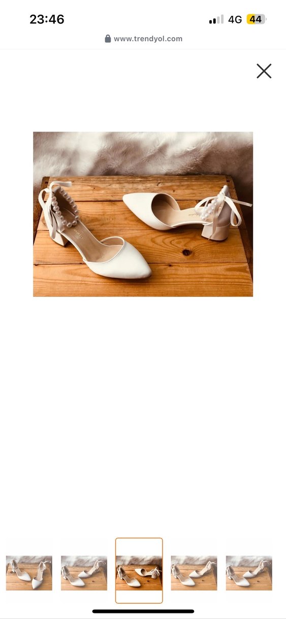 Dantel Detaylı Beyaz Stiletto Gelin Ayakkabısı - Görsel 3