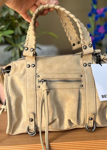  Beden camel Renk Bershka Bej Süet Kemerli Bohem Çanta