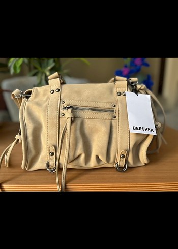 Bershka Bej Süet Kemerli Bohem Çanta