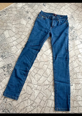 Düğmeli Mavi Denim Kadın Pantolon - Görsel 3