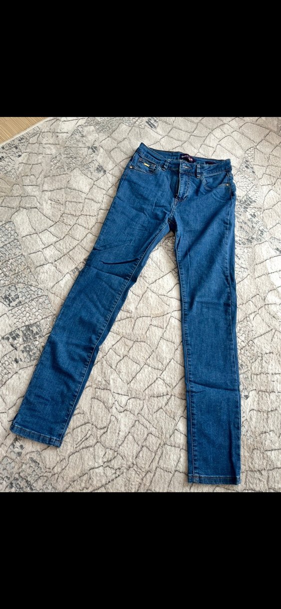 Düğmeli Mavi Denim Kadın Pantolon - Görsel 3