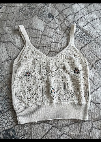 Nakışlı Örgü Beyaz Kadın Süveter - Görsel 2