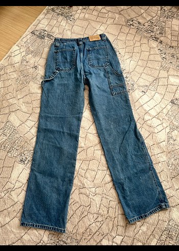 Kadın Mavi Bol Kesim Midi Kot Pantolon - Görsel 2