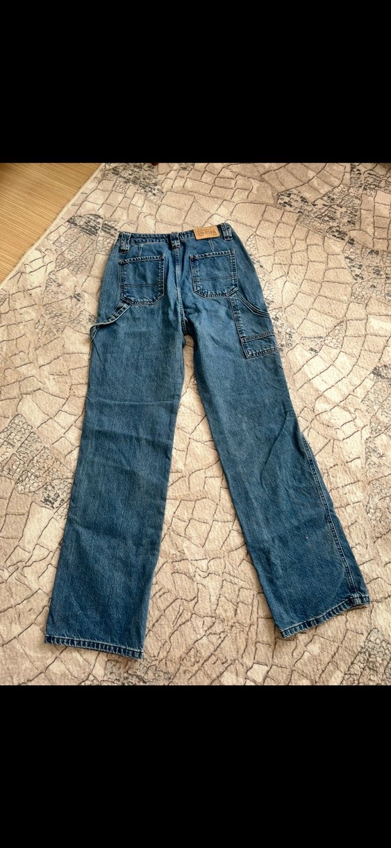 Kadın Mavi Bol Kesim Midi Kot Pantolon - Görsel 2