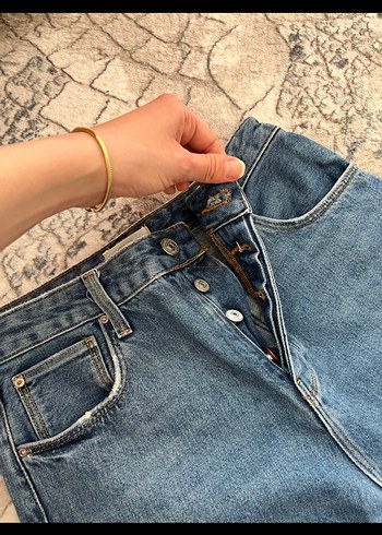 Gri Mavi Normal Boy Bol Kesim Kadın Kot Pantolon - Görsel 2