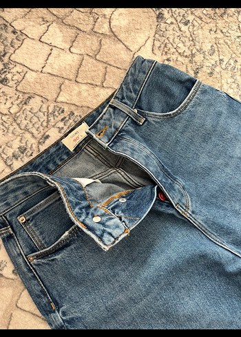 Gri Mavi Normal Boy Bol Kesim Kadın Kot Pantolon - Görsel 3