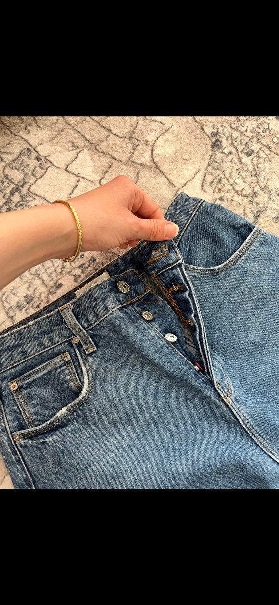 Gri Mavi Normal Boy Bol Kesim Kadın Kot Pantolon - Görsel 2