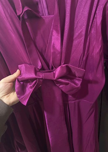 Mor Uzun Drapeli Kadın Elbise - Görsel 3