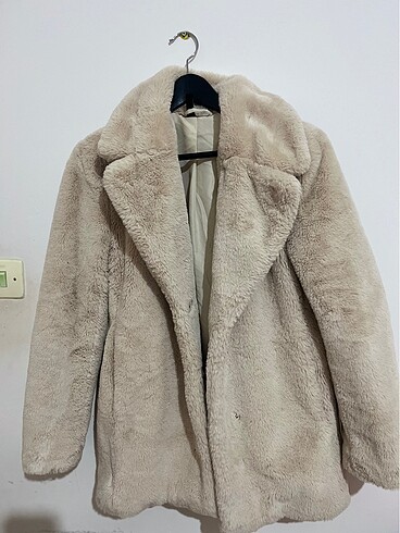 H&M Krem Peluş Yumoş Mont/Ceket