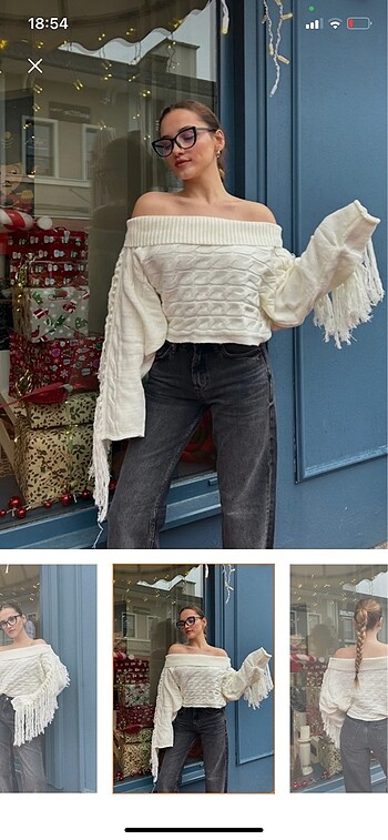 Omuz dekolteli triko kazak - Görsel 4