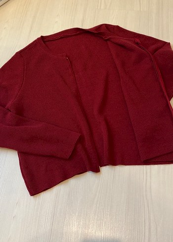 Bordo Fermuarlı Kadın Yün Kazak - Görsel 3