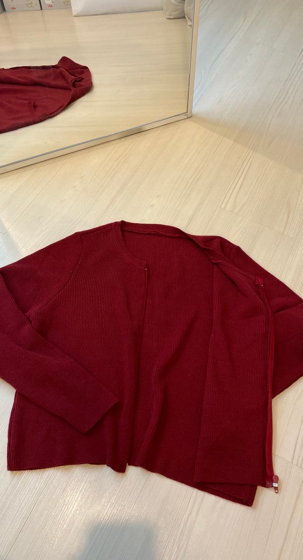 Bordo Fermuarlı Kadın Yün Kazak - Görsel 4